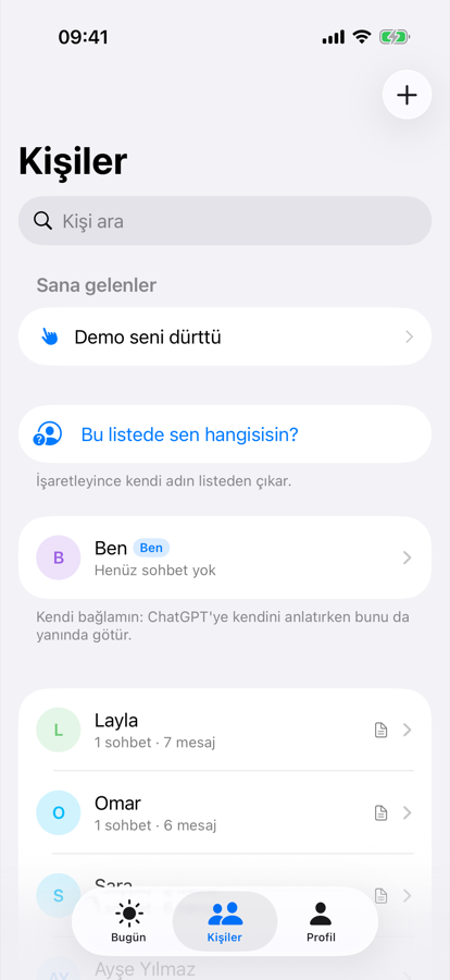 Kişiler listesi